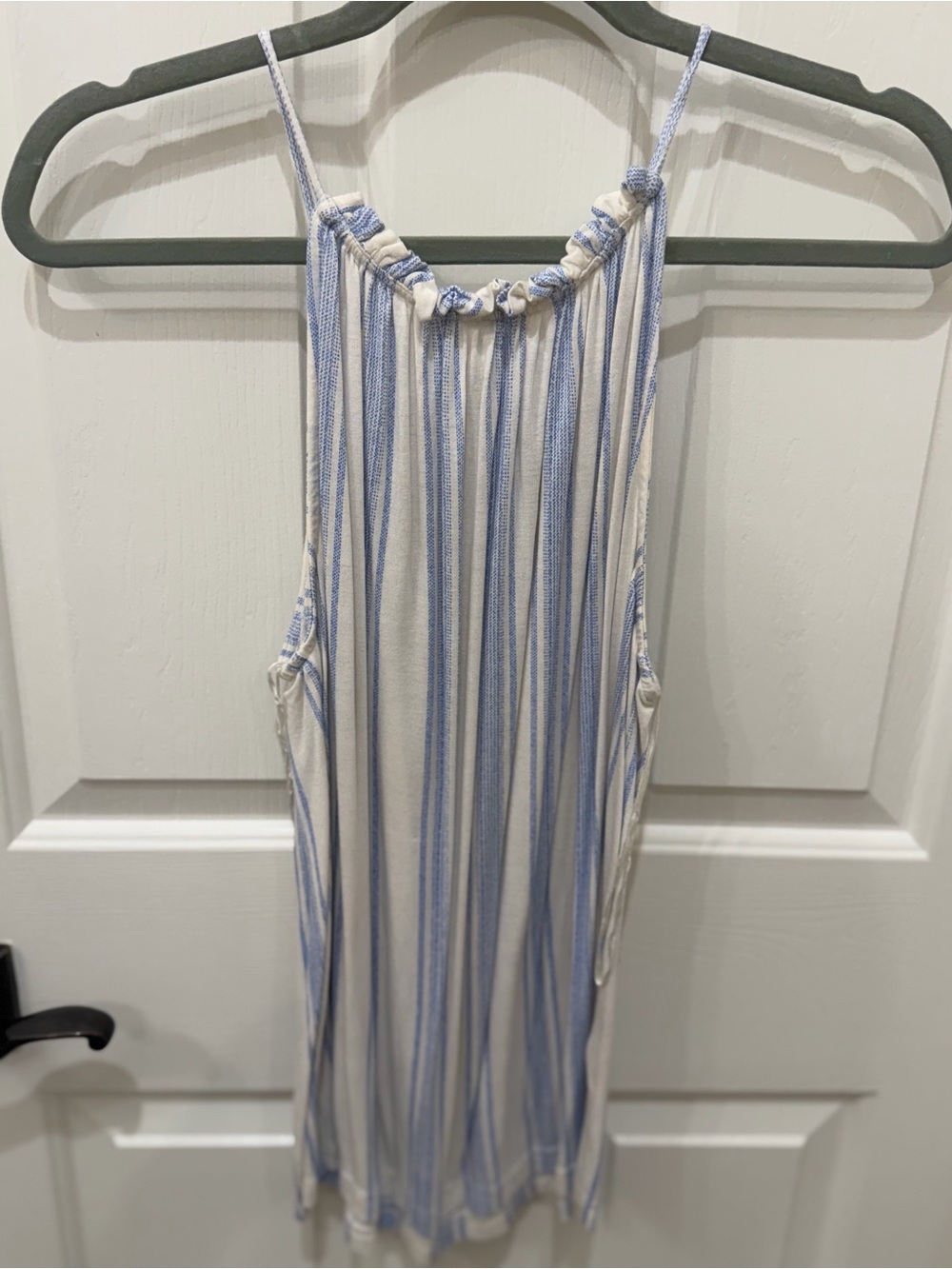 Skies Are Blue tank top with Blue Pinstripes